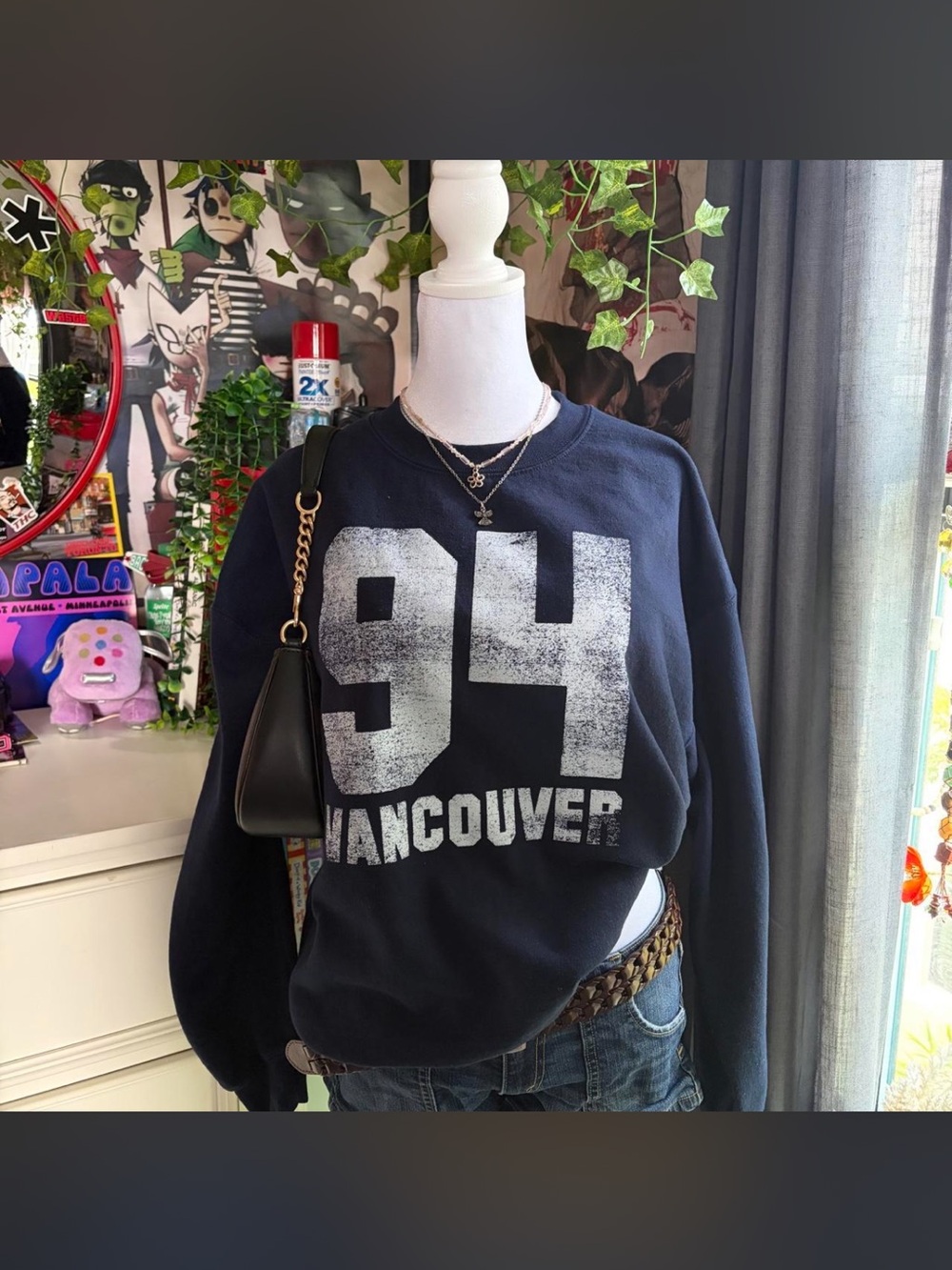 PacSun Navy '94 Vancouver Crewneck Sweatshirt